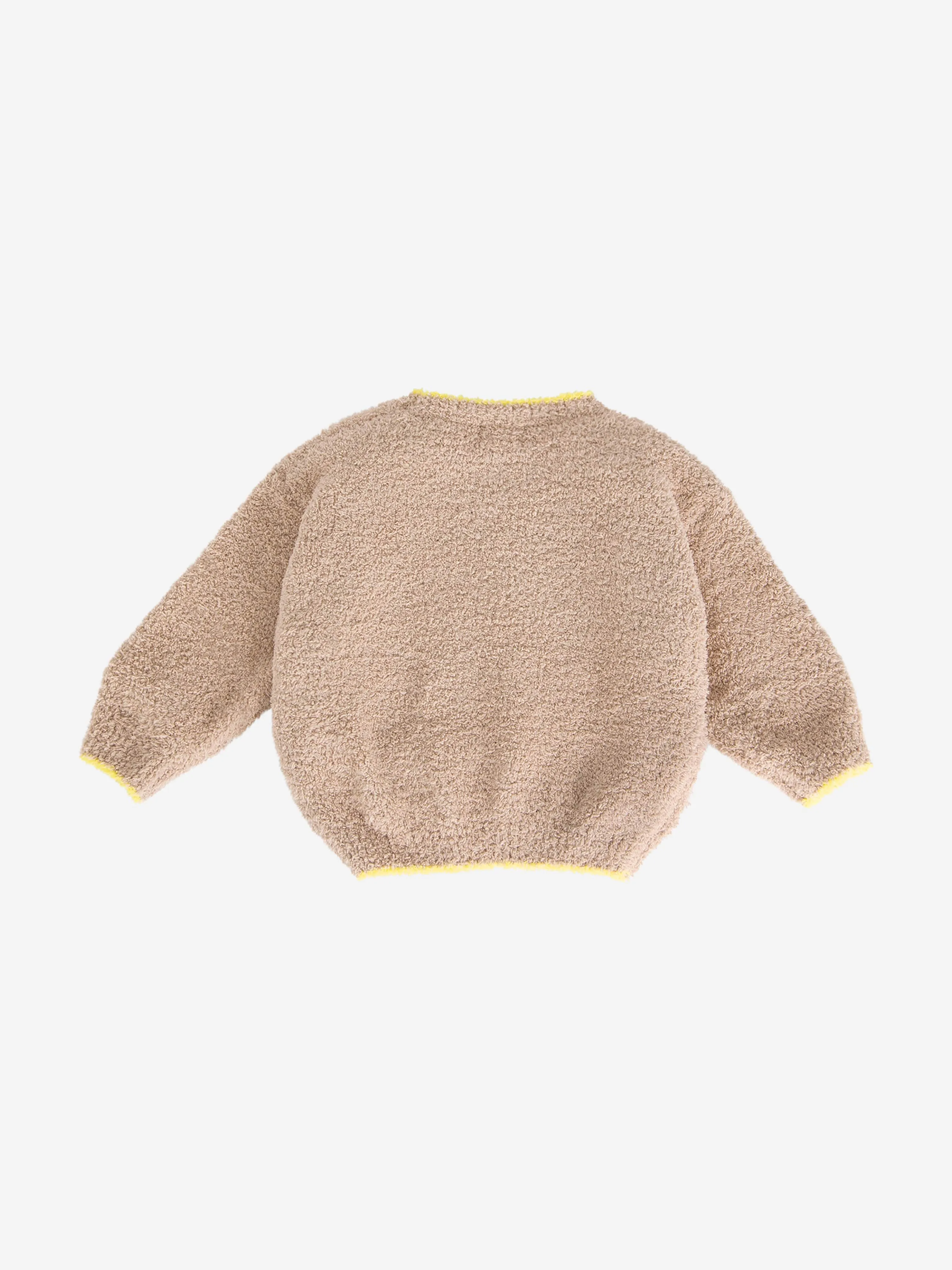 7AM Enfant Baby Fuzzy Boxy Pullover in Beige