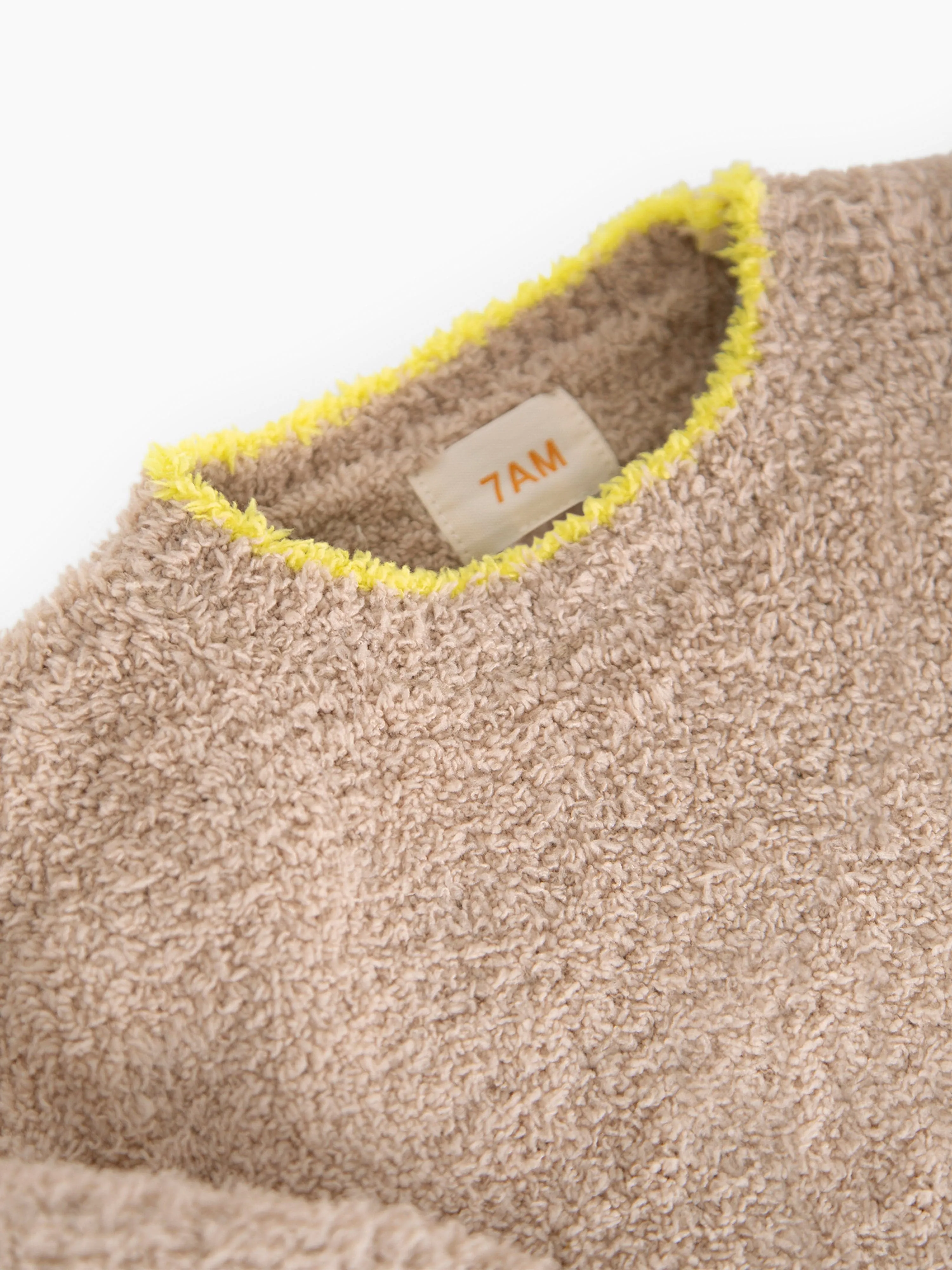 7AM Enfant Baby Fuzzy Boxy Pullover in Beige