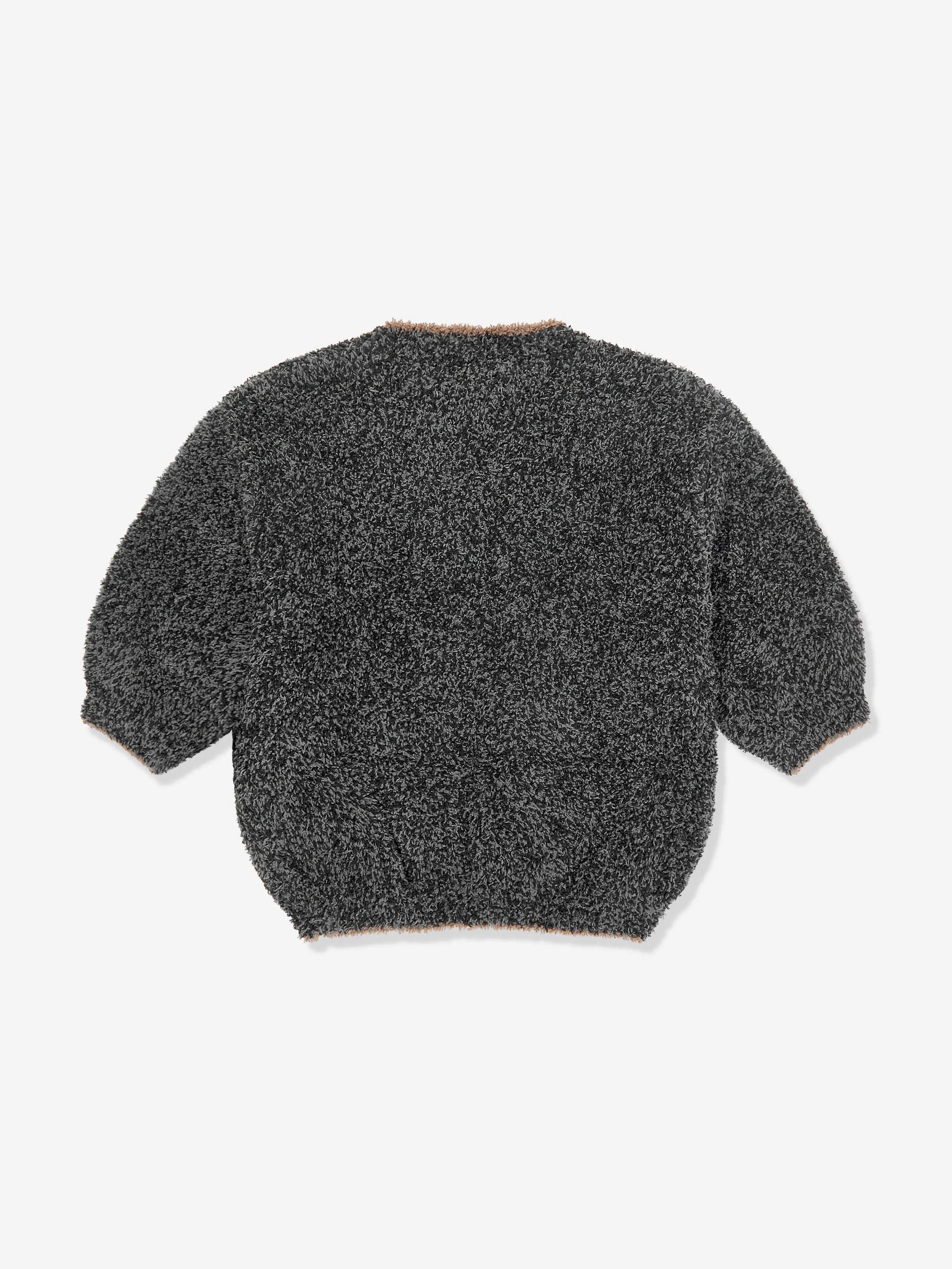7AM Enfant Baby Fuzzy Boxy Pullover in Schwarz
