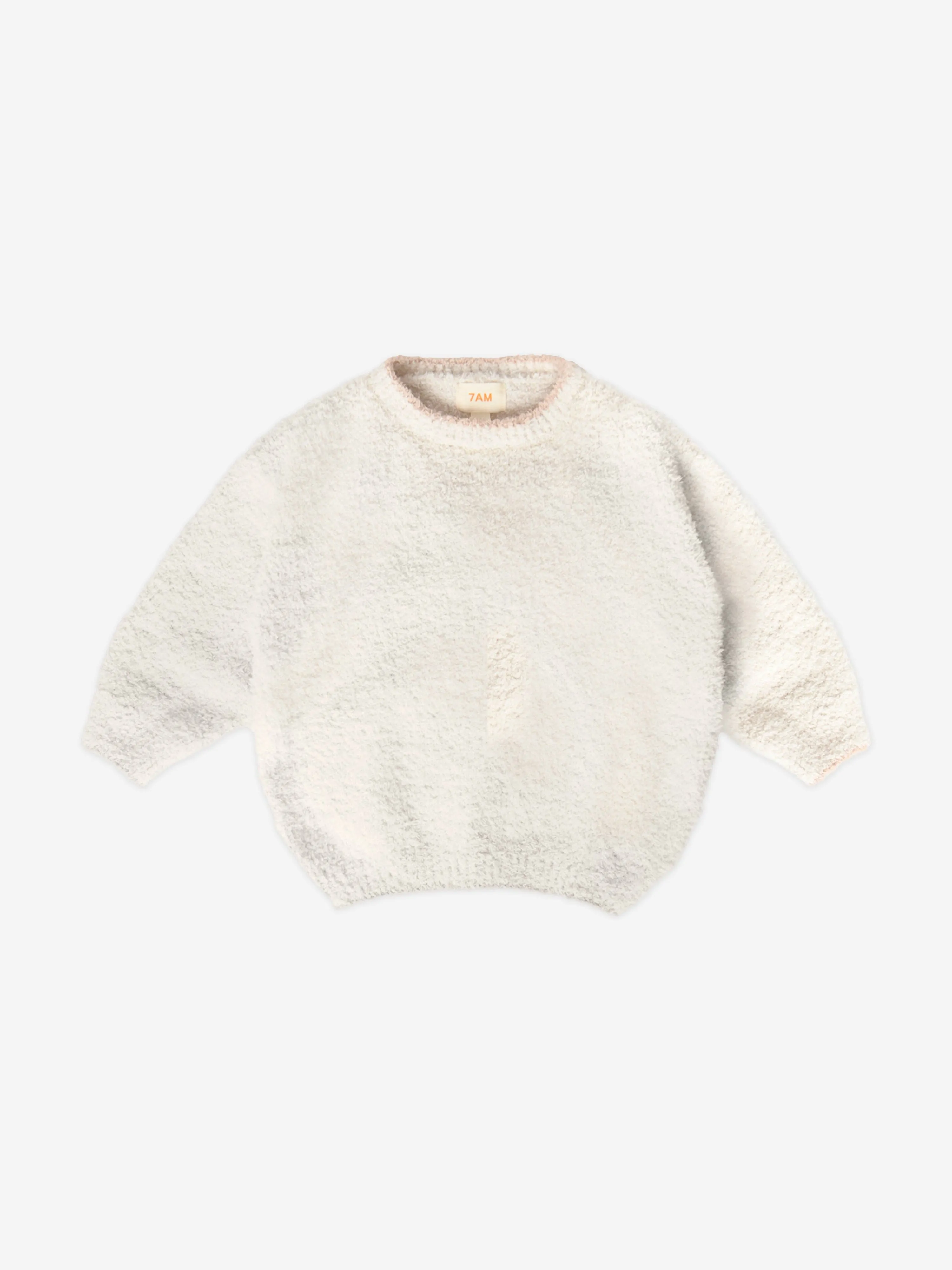 7AM Enfant Baby Fuzzy Boxy Pullover in Elfenbein
