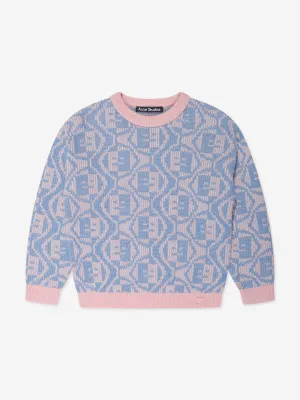 Acne Studios Kinder Woll-Gesichtspullover in Mehrfarben