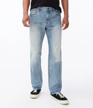 Aeropostale Herren Relaxed Jeans - Blau - Größe 38X36 - Baumwolle - Teenager-Mode & Bekleidung Light Wash Aeropostale