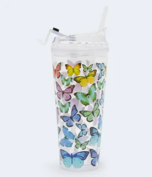 Aeropostale Damen Schmetterlings Flip-Top Wasserflasche - -farbig - Größe Einheitsgröße - Kunststoff - Teen Mode & Bekleidung Multi Aeropostale