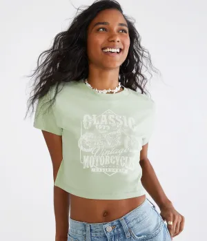 Aeropostale Damen Classic Motorcycles Vintage Grafik-T-Shirt - Hellgrün - Größe XL - Baumwolle - Teen Mode & Kleidung Blasses Jade Aeropostale