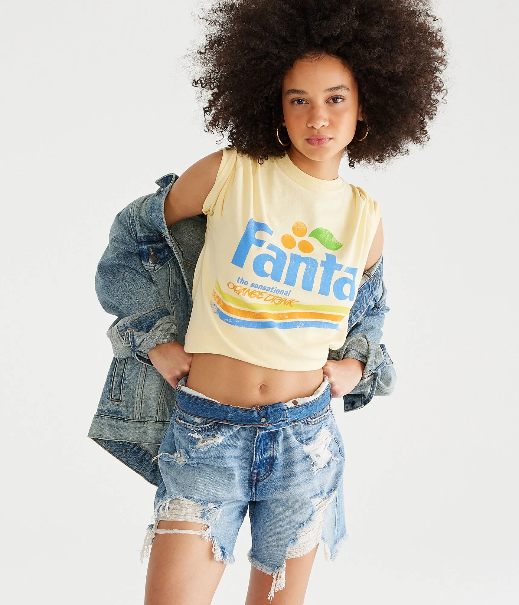 Aeropostale Damen Fanta Orange Drink Grafik T-Shirt - - Größe XXL - Baumwolle - Teen Mode & Bekleidung Gelb Aeropostale