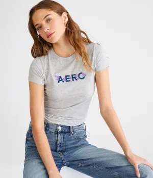 Aeropostale Damen Blumen-Grafik-T-Shirt - Grau - Größe XS - Baumwolle - Teen-Mode & Bekleidung Hell meliertes Grau Aeropostale