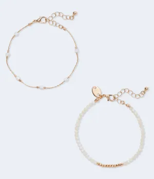 Aeropostale Damen Perlenarmband 2er-Pack - - Größe Einheitsgröße - Metall - Teen Mode & Bekleidung Gold Aeropostale