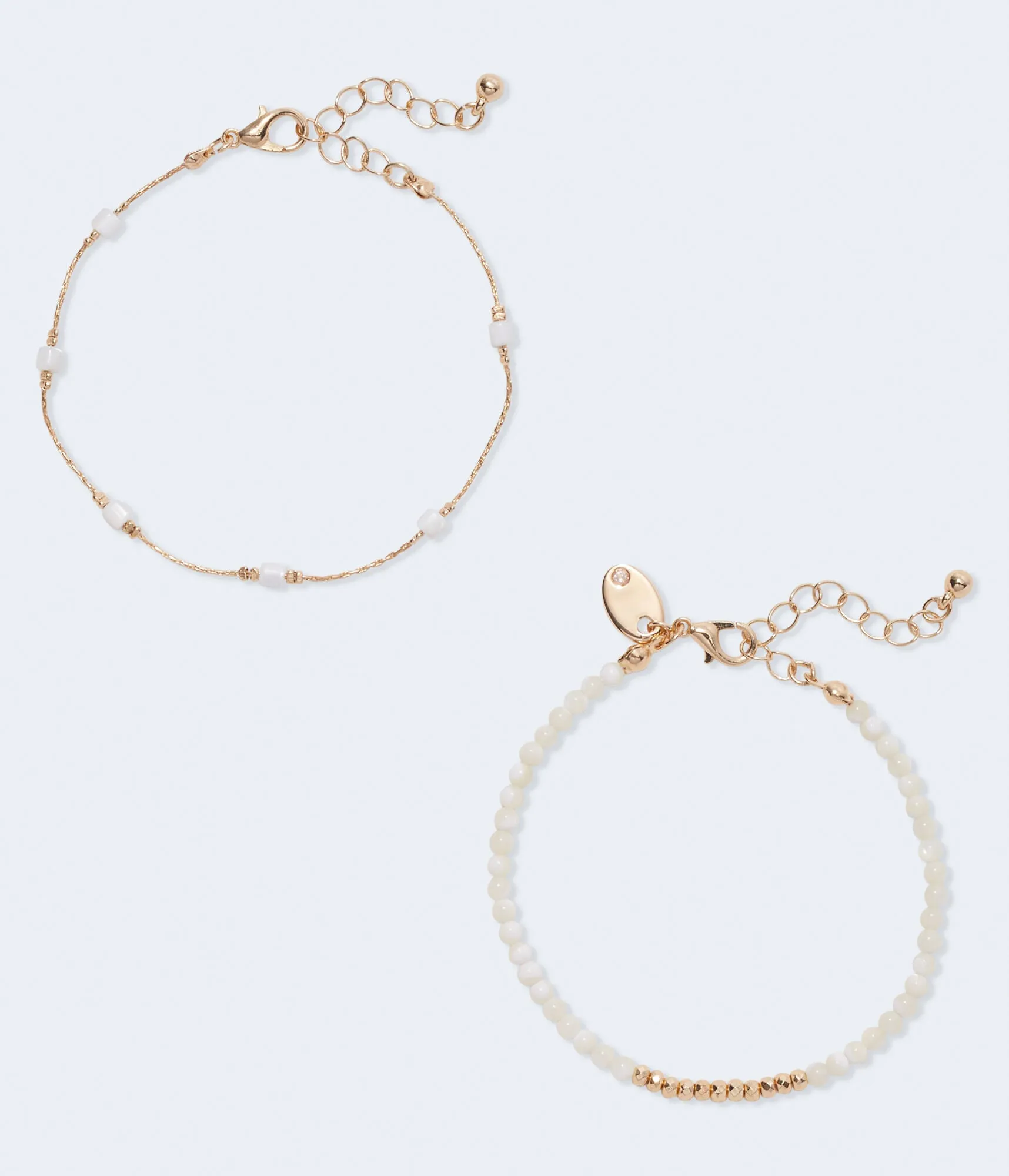 Aeropostale Damen Perlenarmband 2er-Pack - - Größe Einheitsgröße - Metall - Teen Mode & Bekleidung Gold Aeropostale