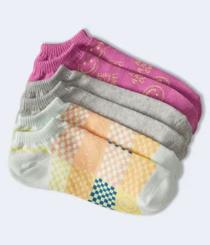 Aeropostale Damen Smiley Karo Socken 3er-Pack - - Größe Einheitsgröße - Baumwolle - Teen Mode & Bekleidung Blau Aeropostale