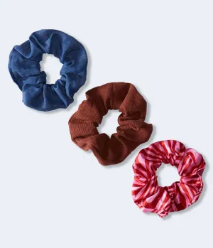 Aeropostale Damen Gestreifte Scrunchies 3er-Pack - Größe Einheitsgröße - Baumwolle - Teen Fashion & Bekleidung Rot Aeropostale