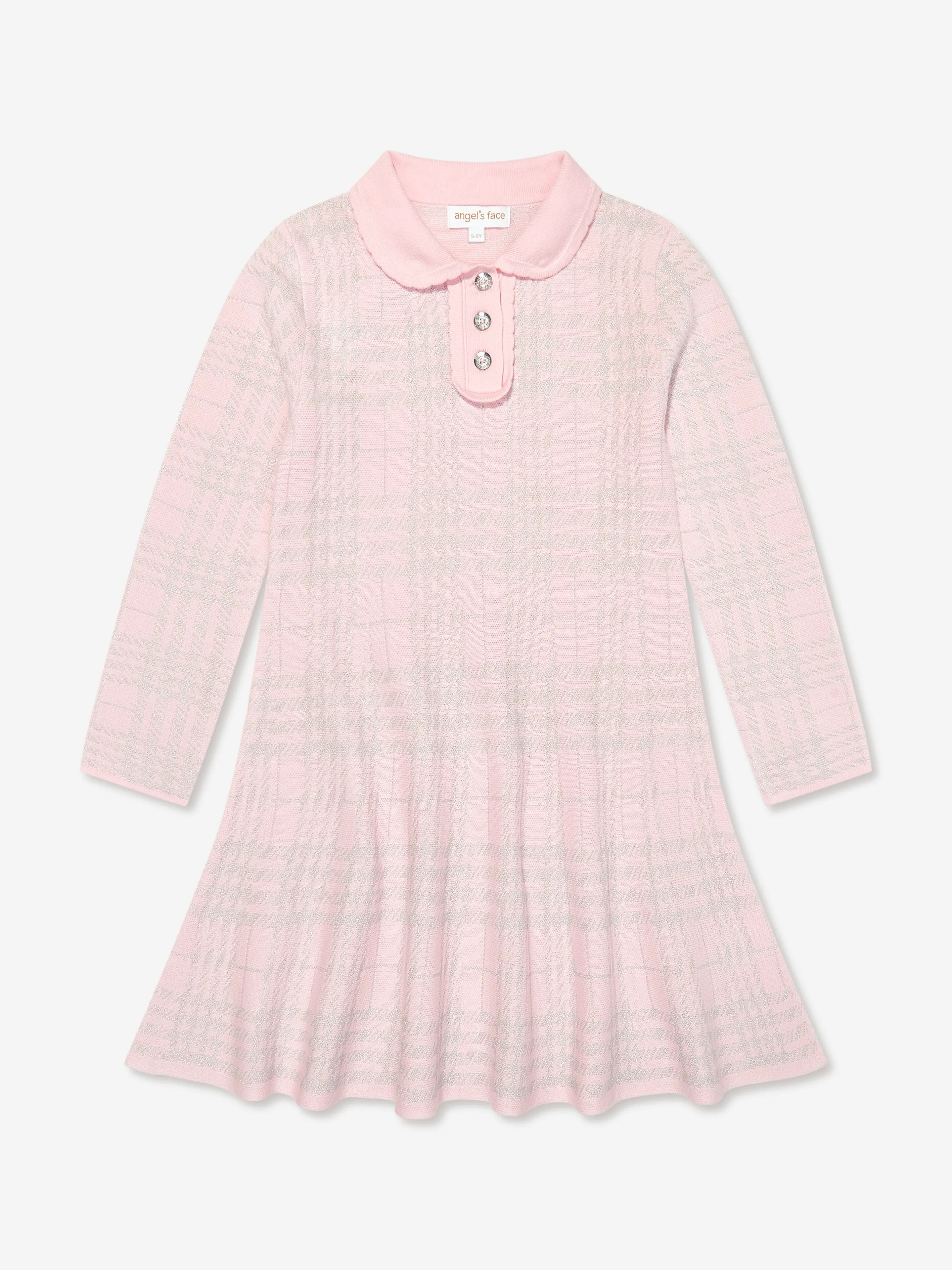 Angels Face Girls Amina Check Strickkleid in Rosa