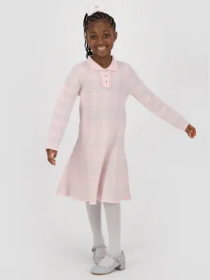 Angels Face Girls Amina Check Strickkleid in Rosa