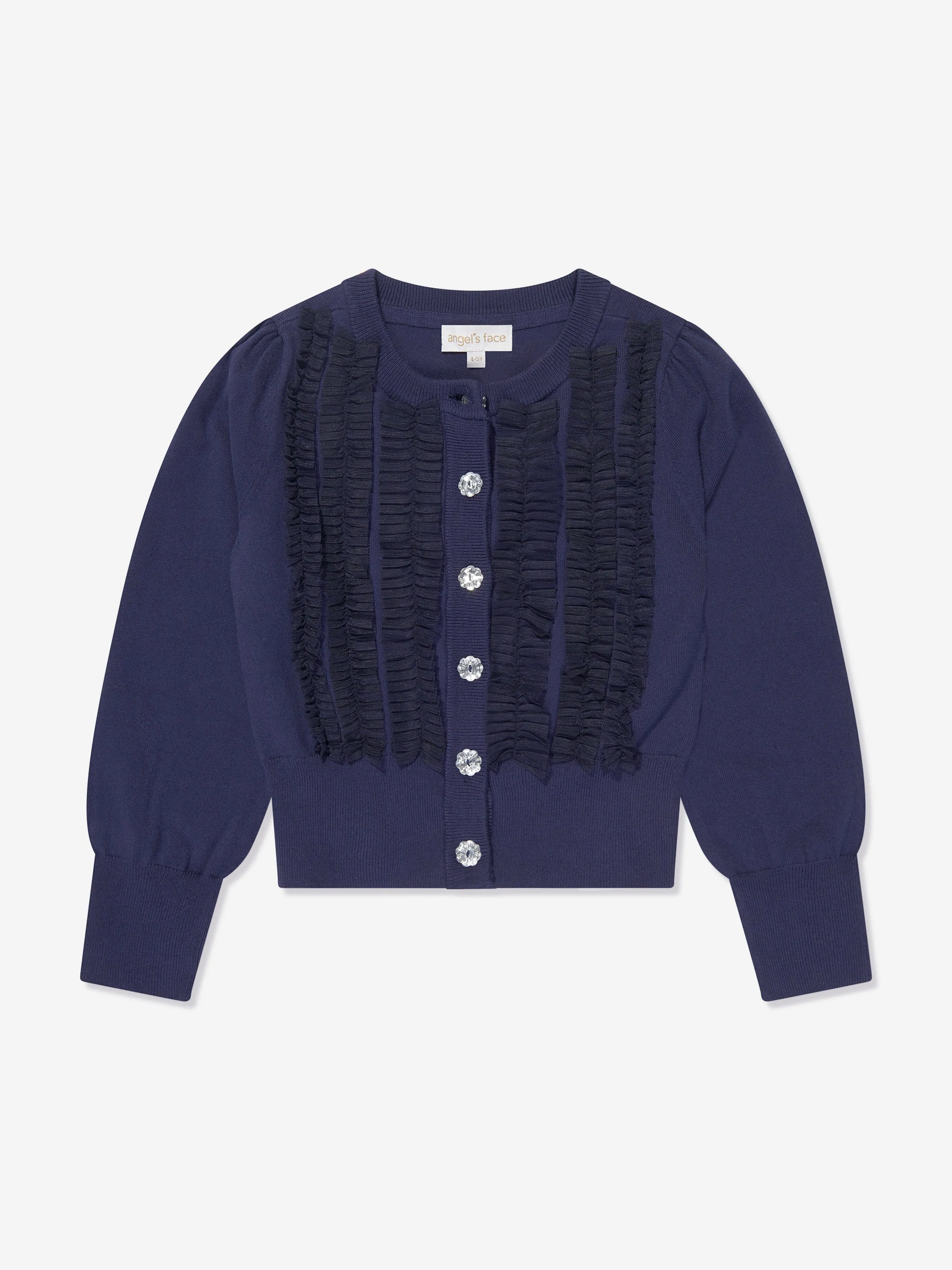 Angels Face Mädchen Izzy Tüll Rüschen Cardigan in Marineblau