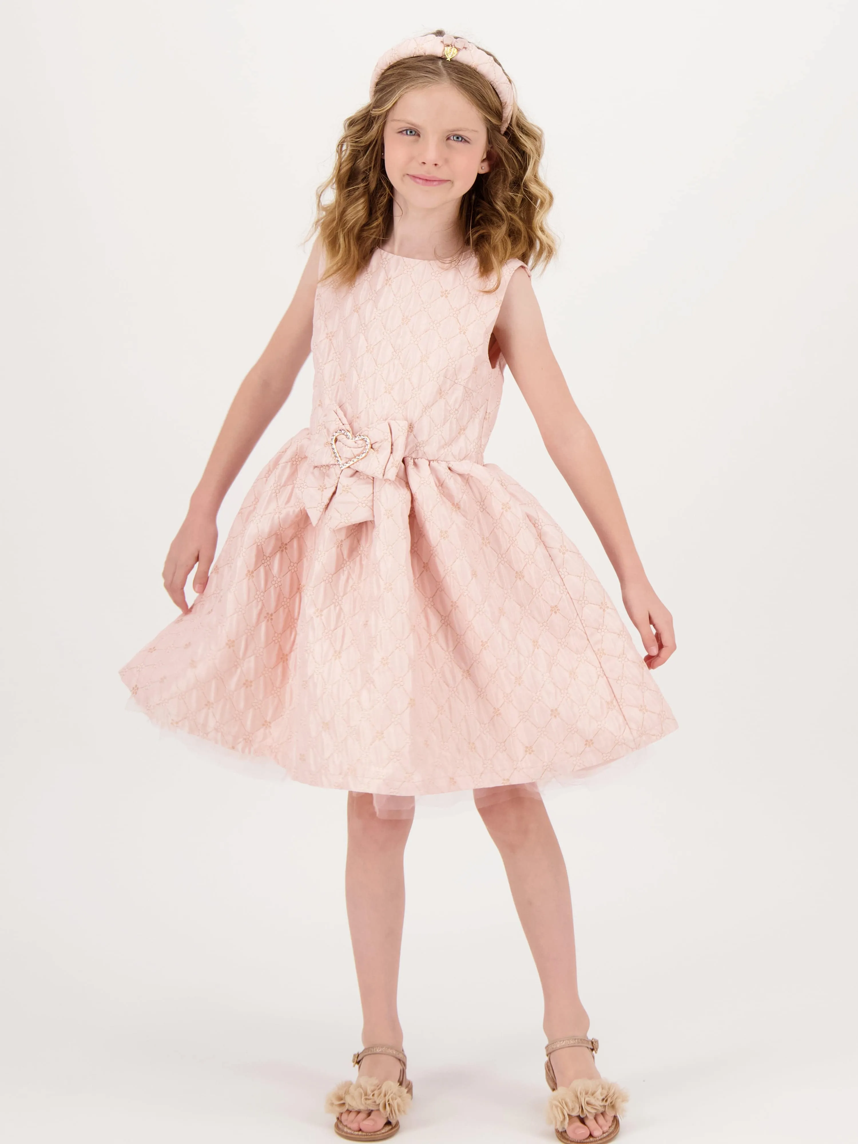 Engelsgesicht Mädchen Monty Blume Jacquard Kleid in Rosa