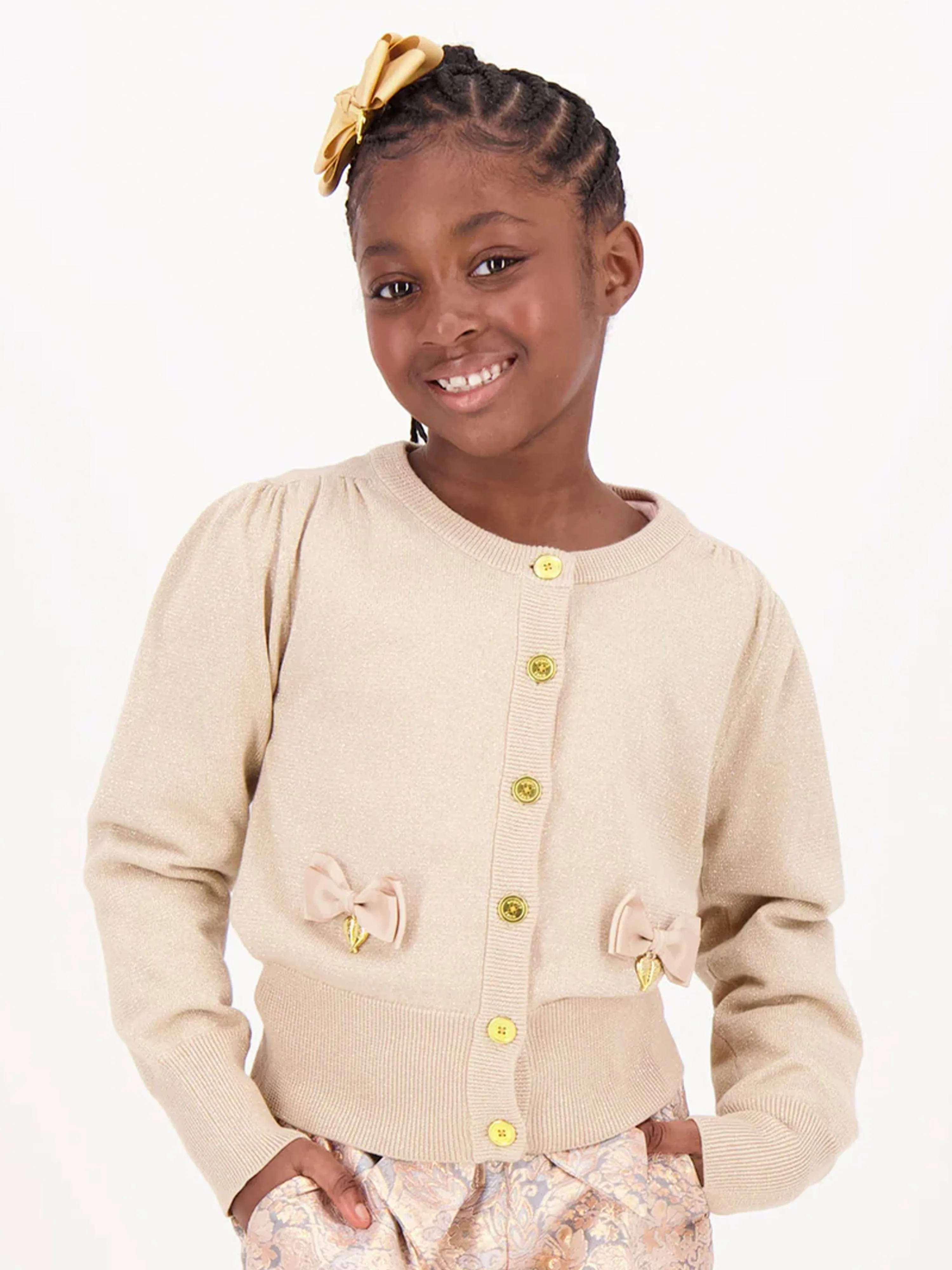 Angels Face Girls Nicolette Metallik-Cardigan in Beige