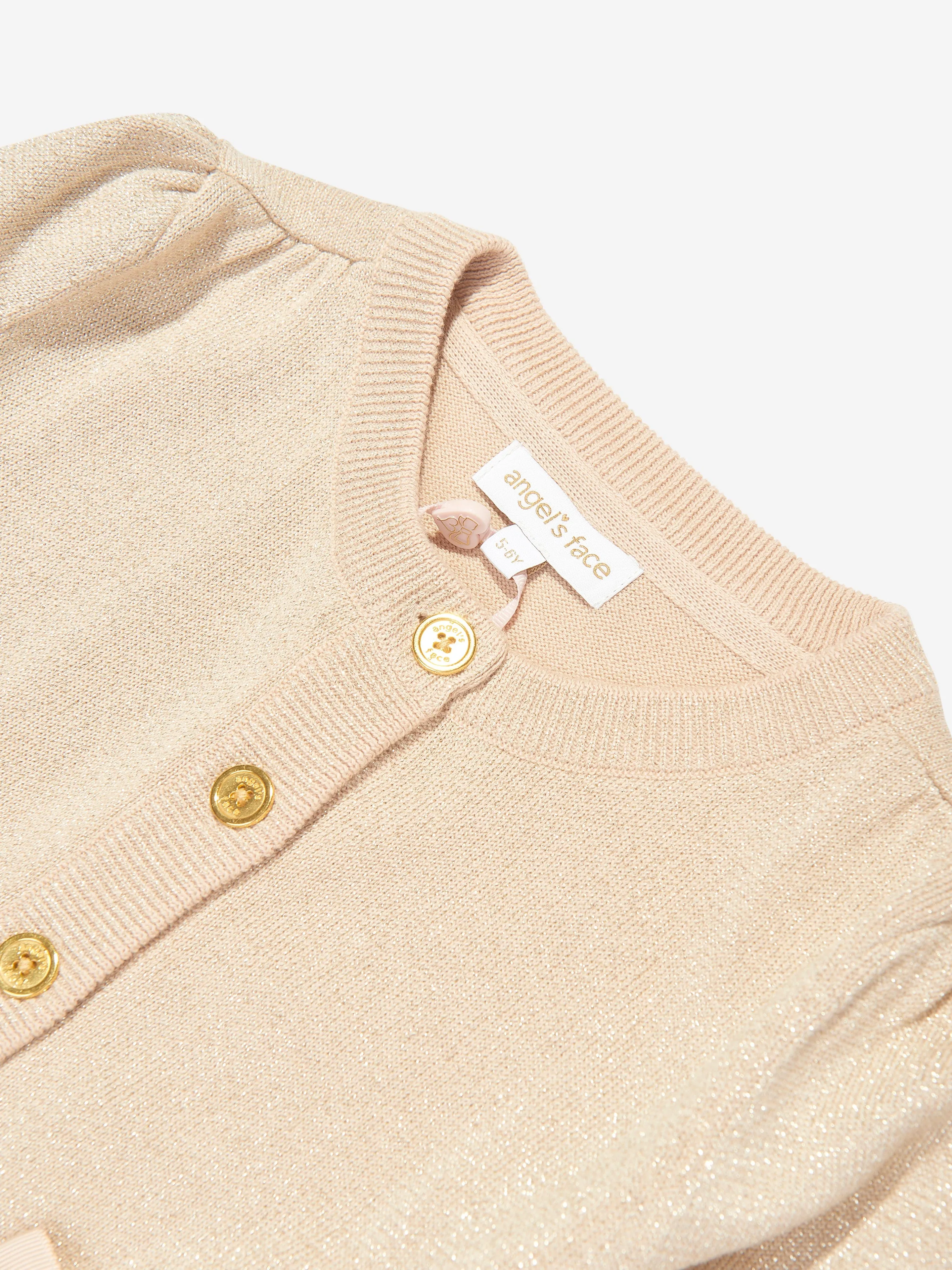 Angels Face Girls Nicolette Metallik-Cardigan in Beige