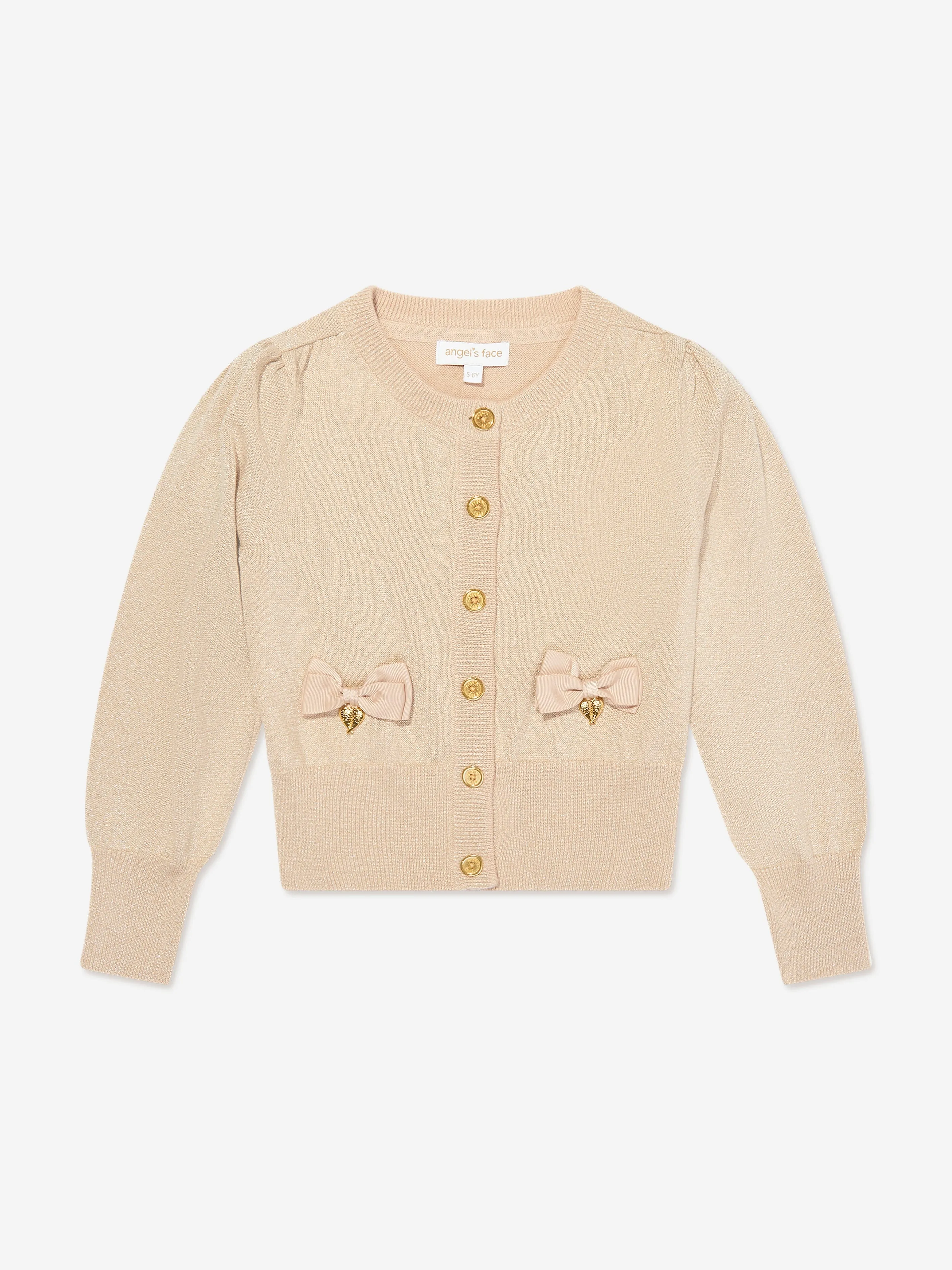 Angels Face Girls Nicolette Metallik-Cardigan in Beige