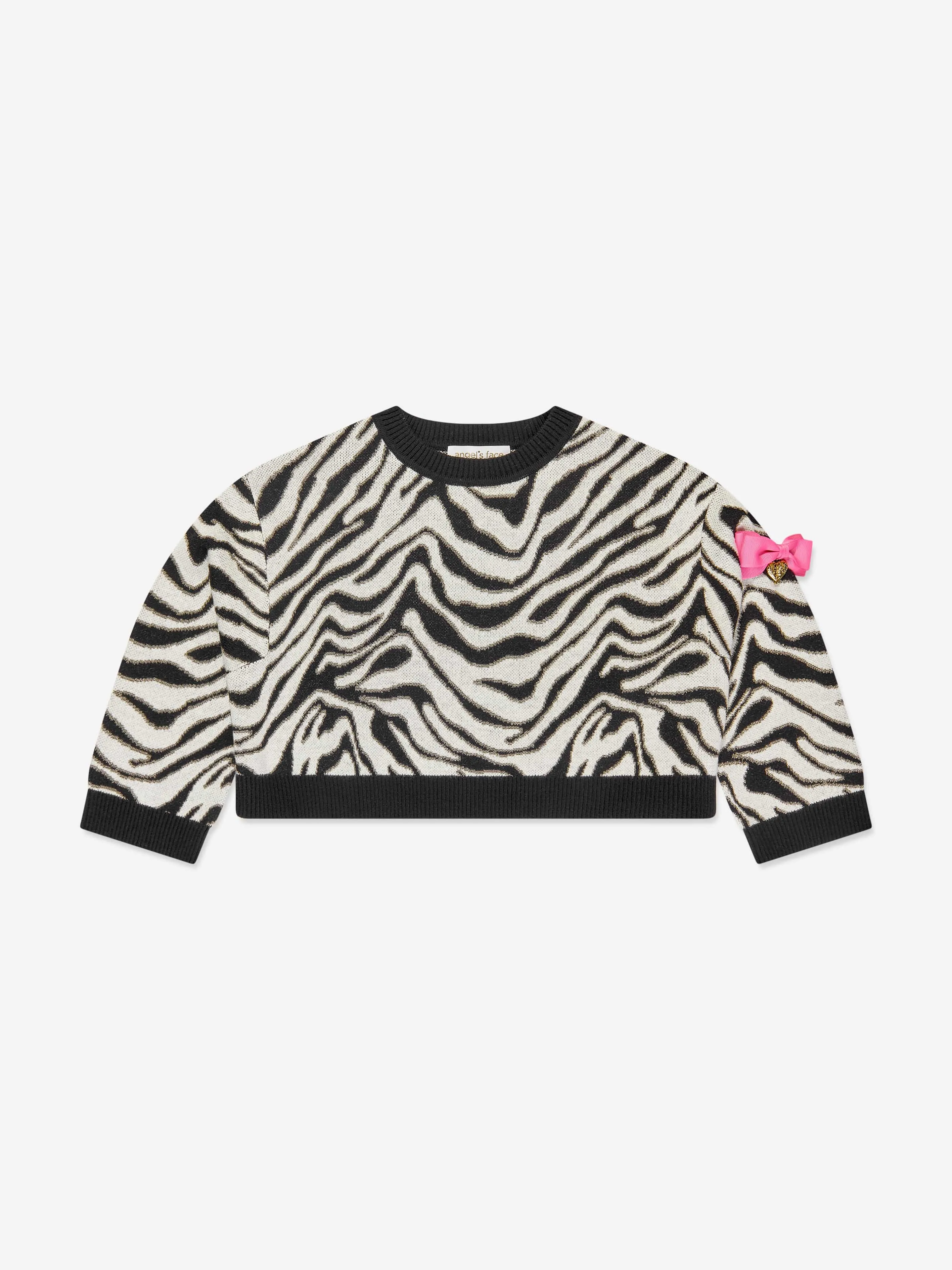 Angels Face Mädchen Roberta Cropped Zebra Pullover Weiß