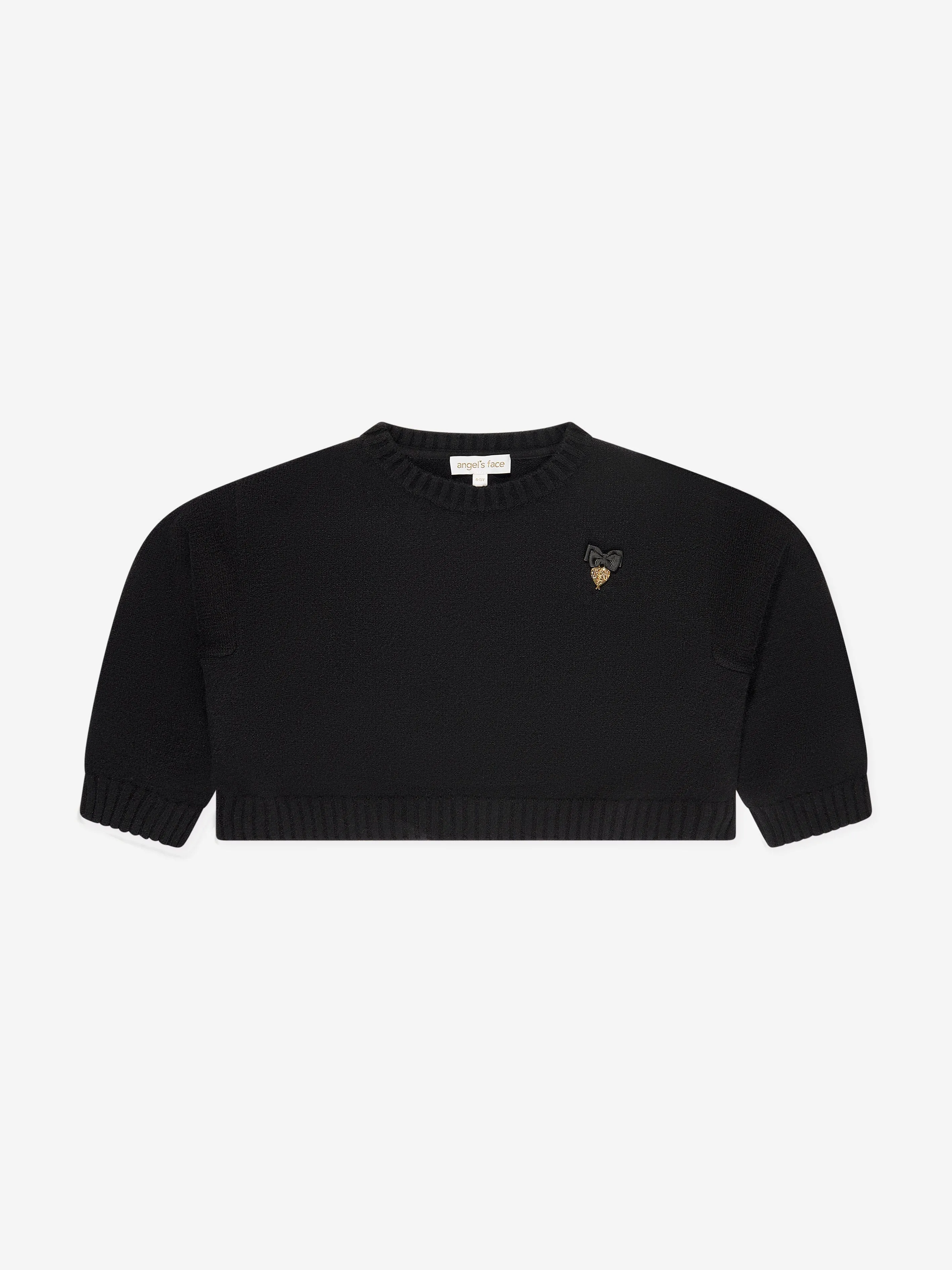 Engelsgesicht Mädchen Roberta Cropped Zebra Pullover Mit Flügeln in Schwarz
