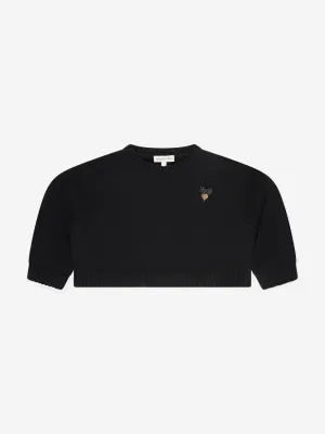 Engelsgesicht Mädchen Roberta Cropped Zebra Pullover Mit Flügeln in Schwarz