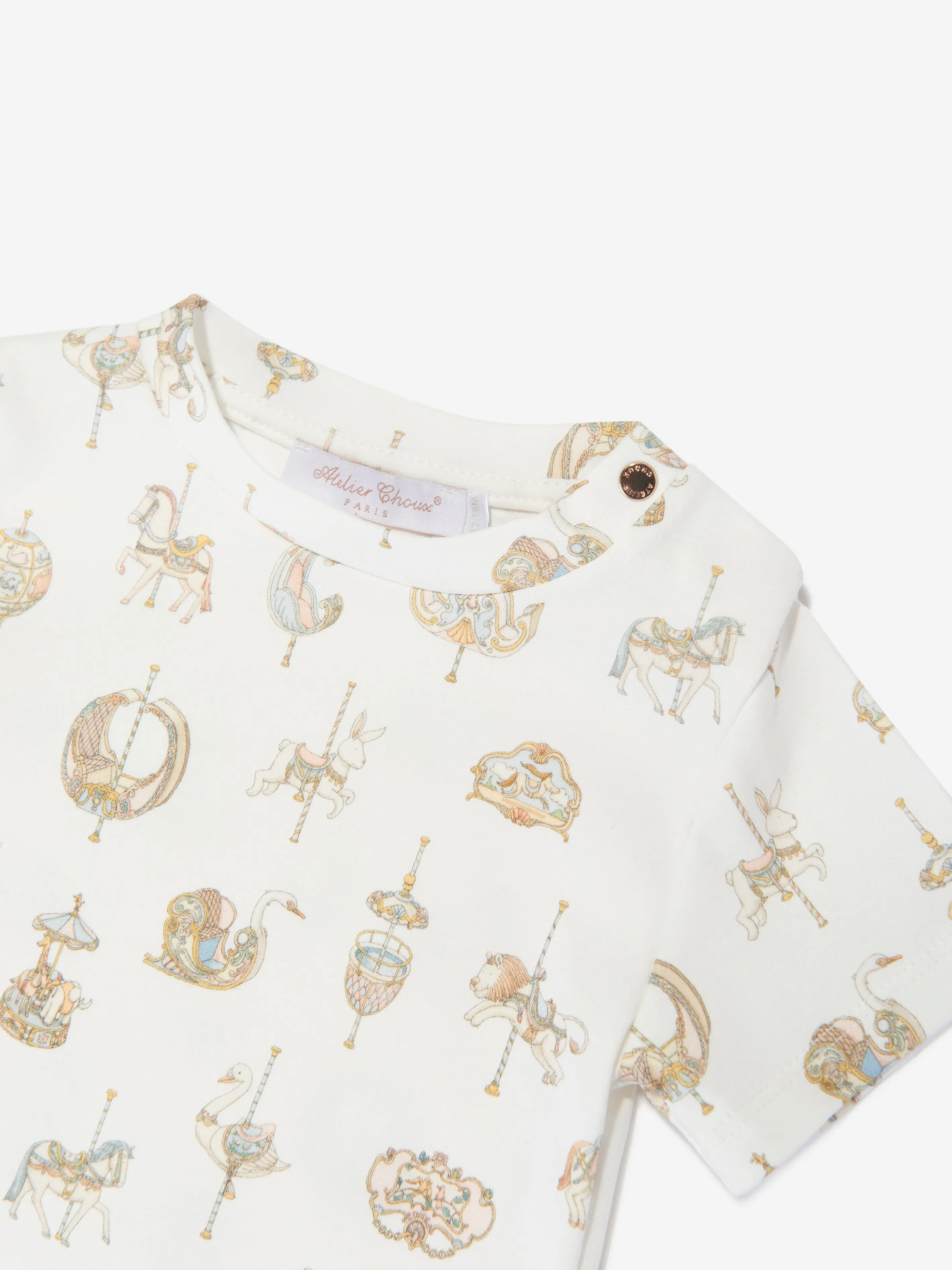 Atelier Choux Baby Karussell T-Shirt in Weiß