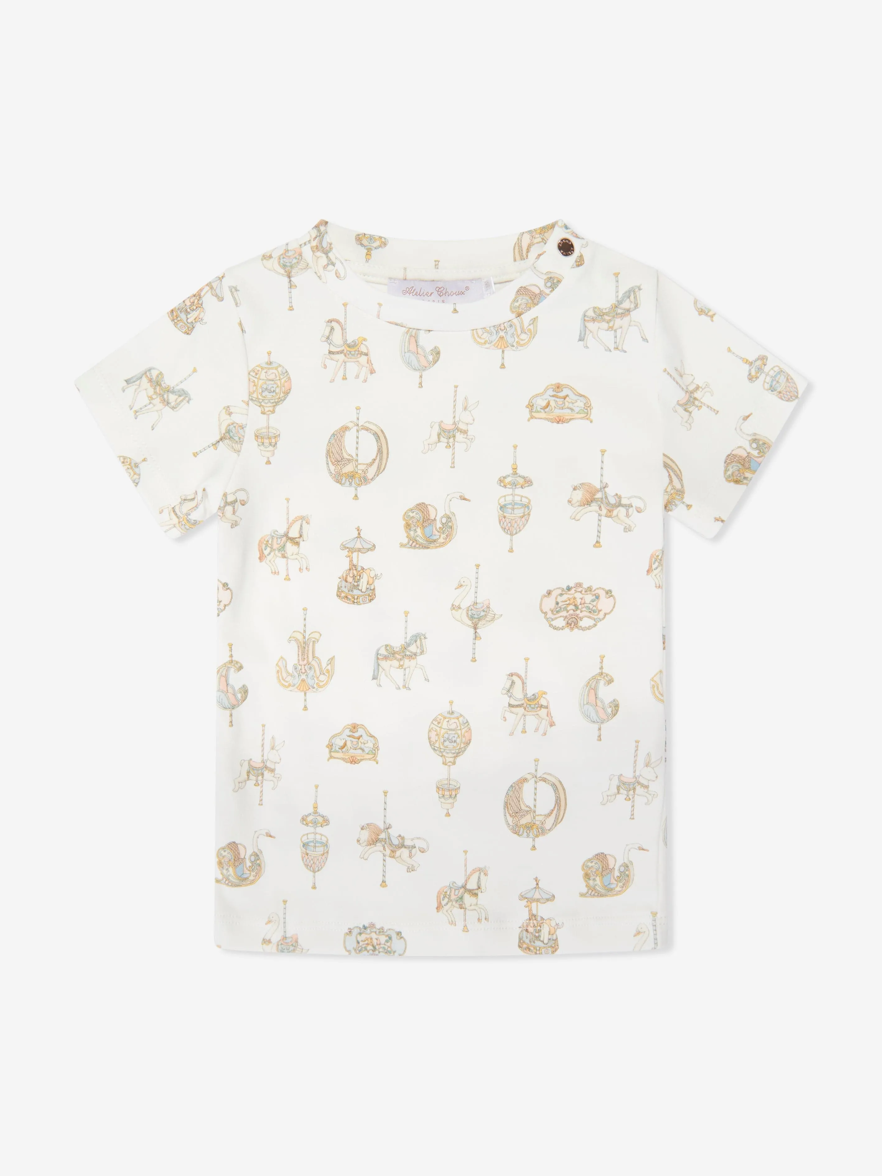 Atelier Choux Baby Karussell T-Shirt in Weiß