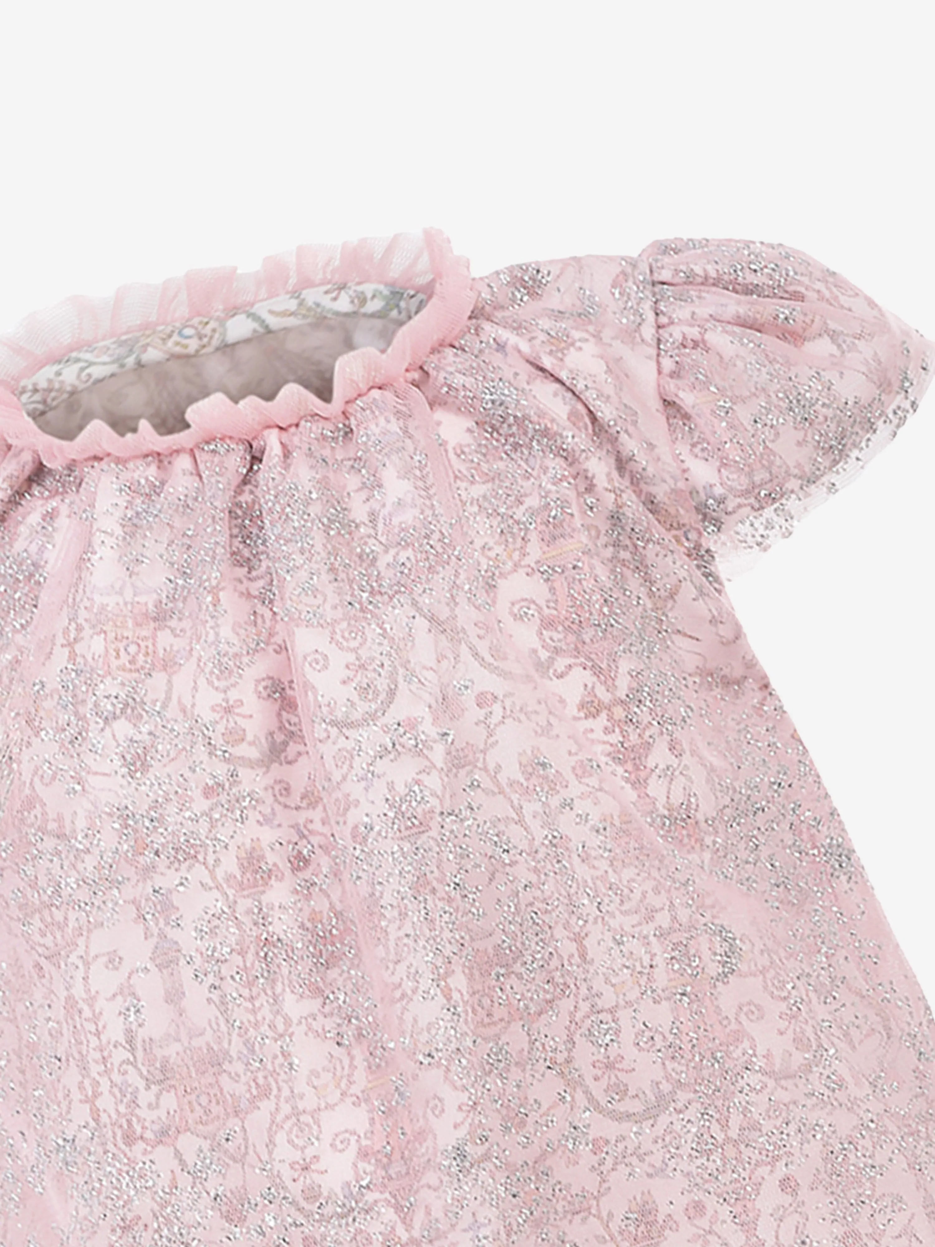 Atelier Choux Baby Girls Glitzer Toile de Jouy Kleid in Rosa