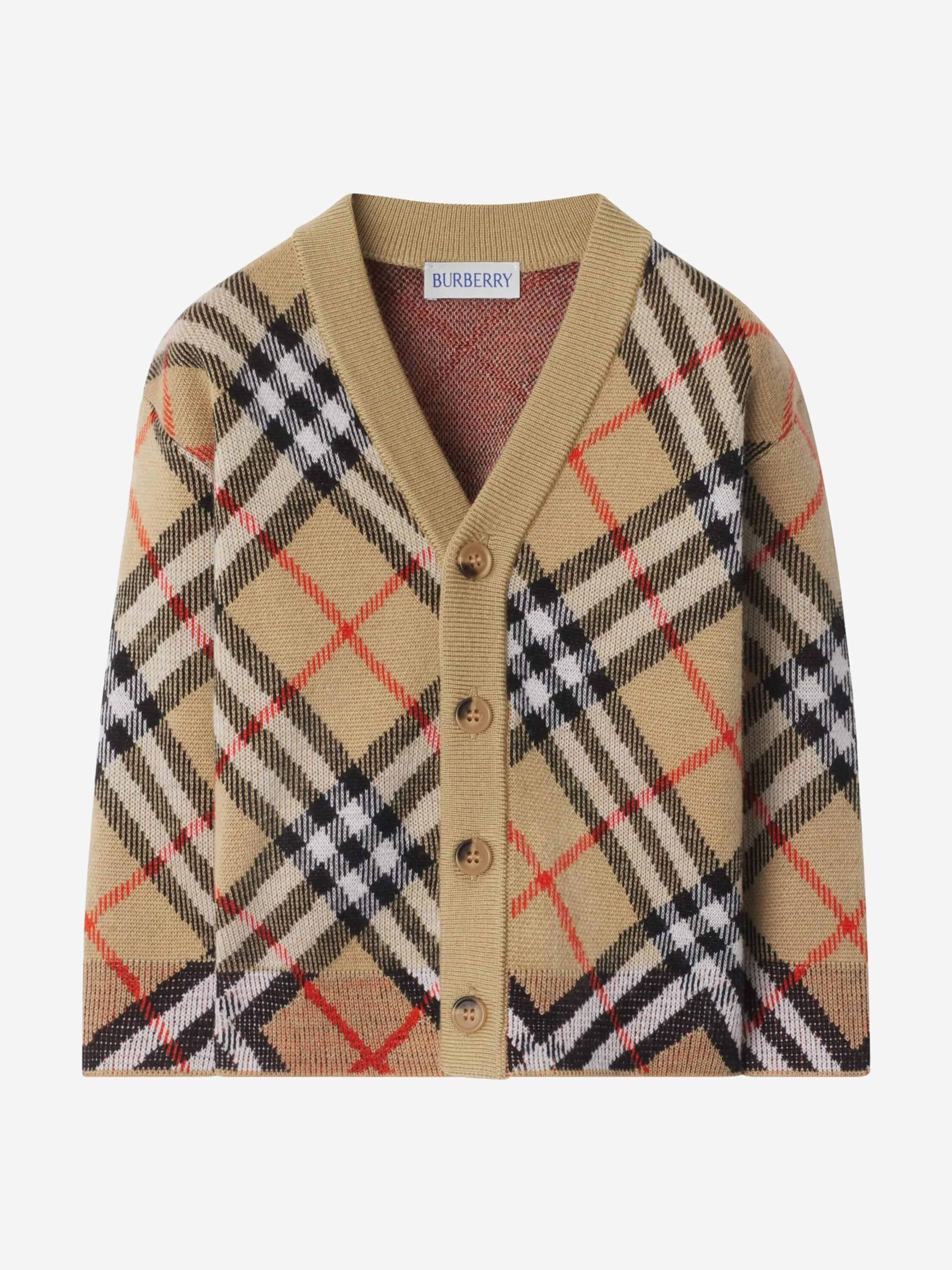 Baby Check Wollcardigan in Beige
