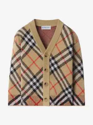 Baby Check Wollcardigan in Beige