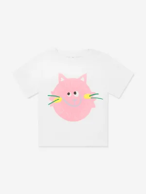 Baby Girls Katzen-Logo T-Shirt in Elfenbein