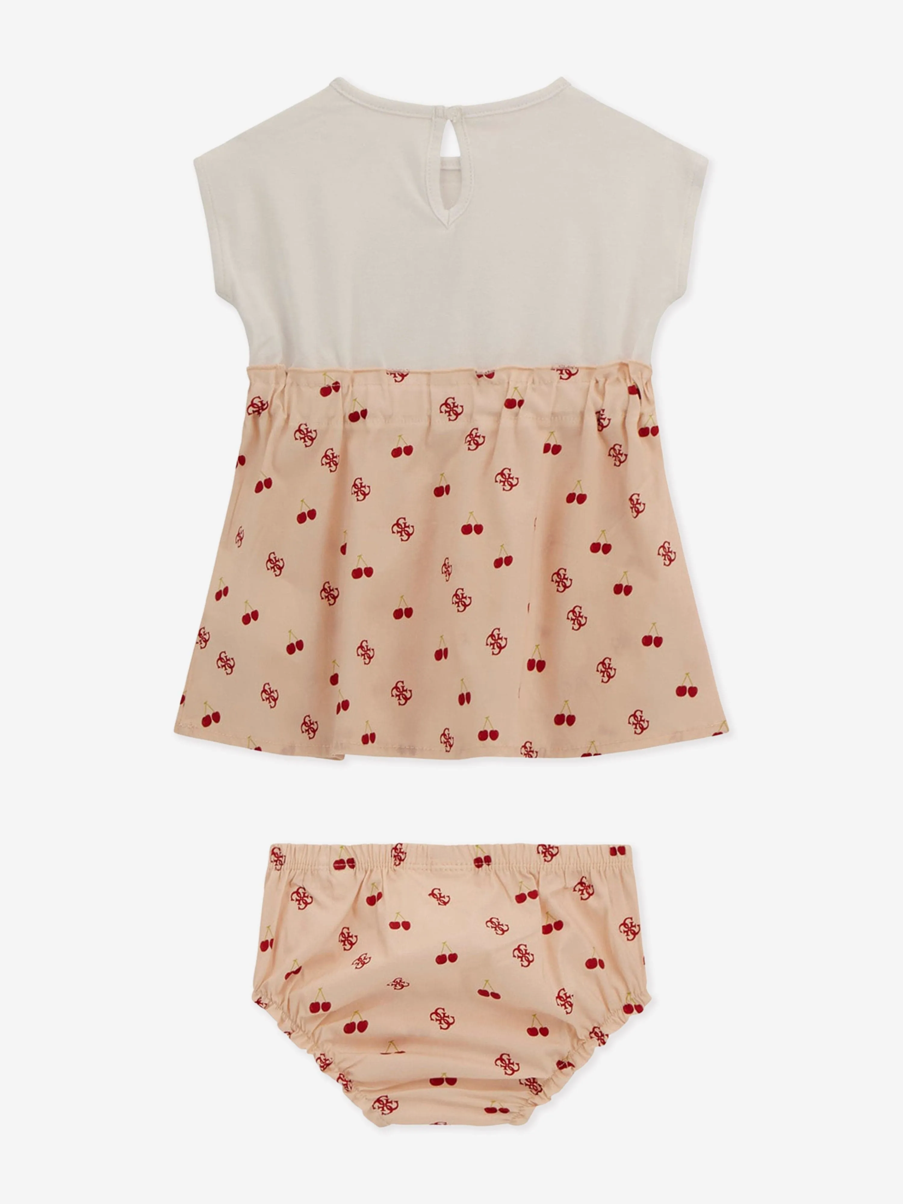 Baby-Mädchen Kirschkleid mit Schlüpfer in Rosa