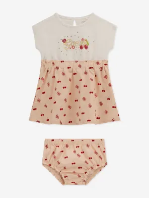 Baby-Mädchen Kirschkleid mit Schlüpfer in Rosa