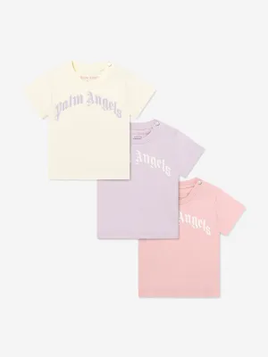 Baby Girls Kurviges Logo 3er Pack T-Shirt Set in Mehrfarben