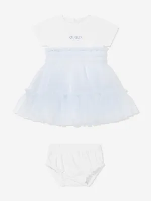 Baby-Mädchenkleid mit Schlüpfer in Weiß