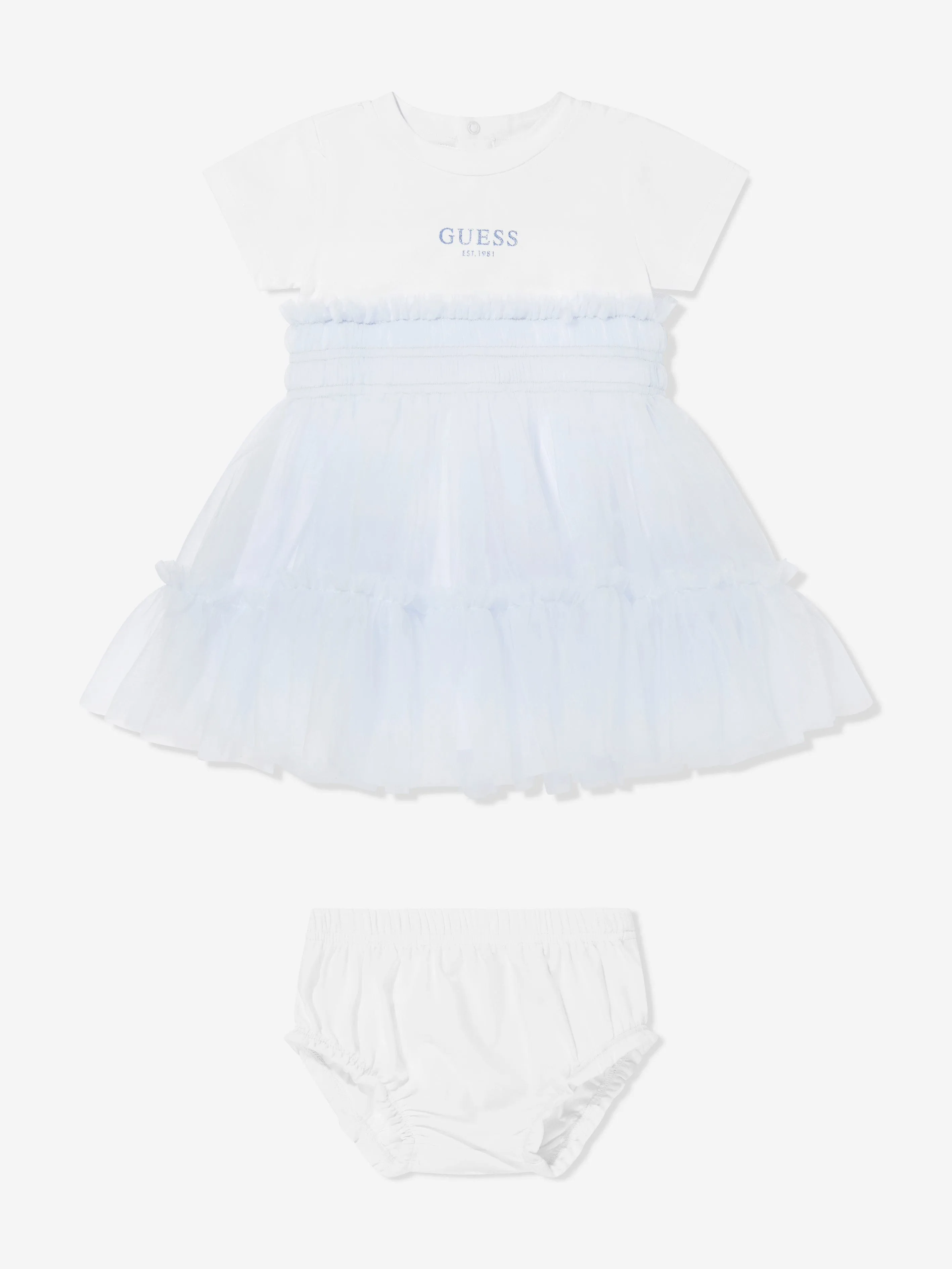 Baby-Mädchenkleid mit Schlüpfer in Weiß