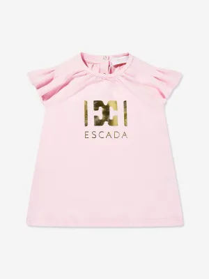 Rosa Kleid mit Logo-Print für Baby-Mädchen