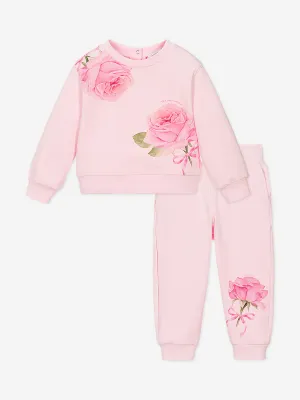Baby Girls Rosenprint Jogginganzug in Rosa