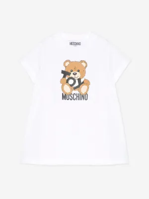 Baby Girls Teddybär-Jerseykleid in Weiß