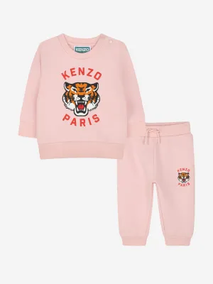 Baby Girls Tiger Logo Tracksuit in Rosa