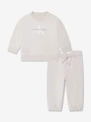 Baby Monogram Jogginganzug in Beige