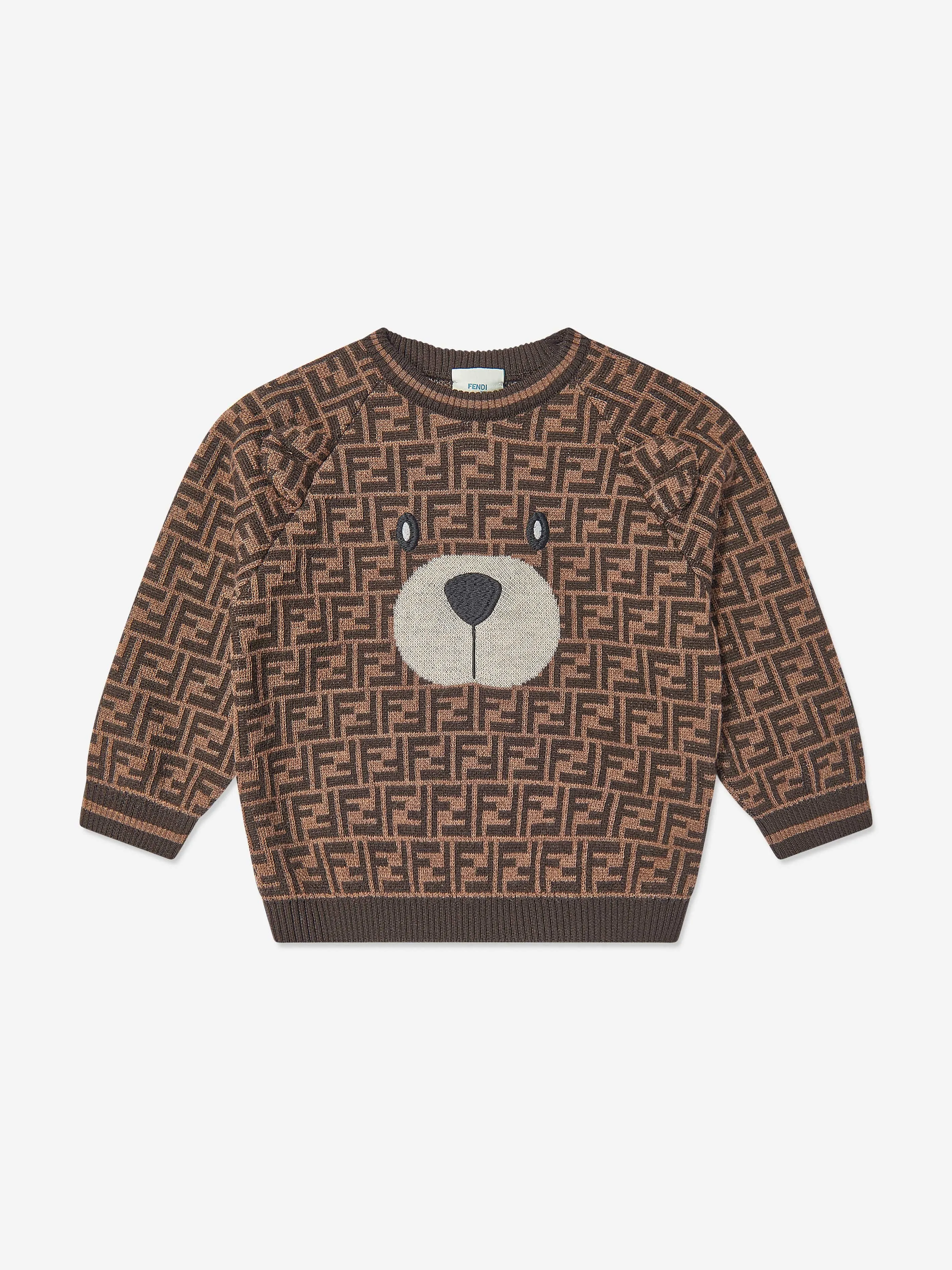 Baby Wool FF Logo Bärenpullover in Braun