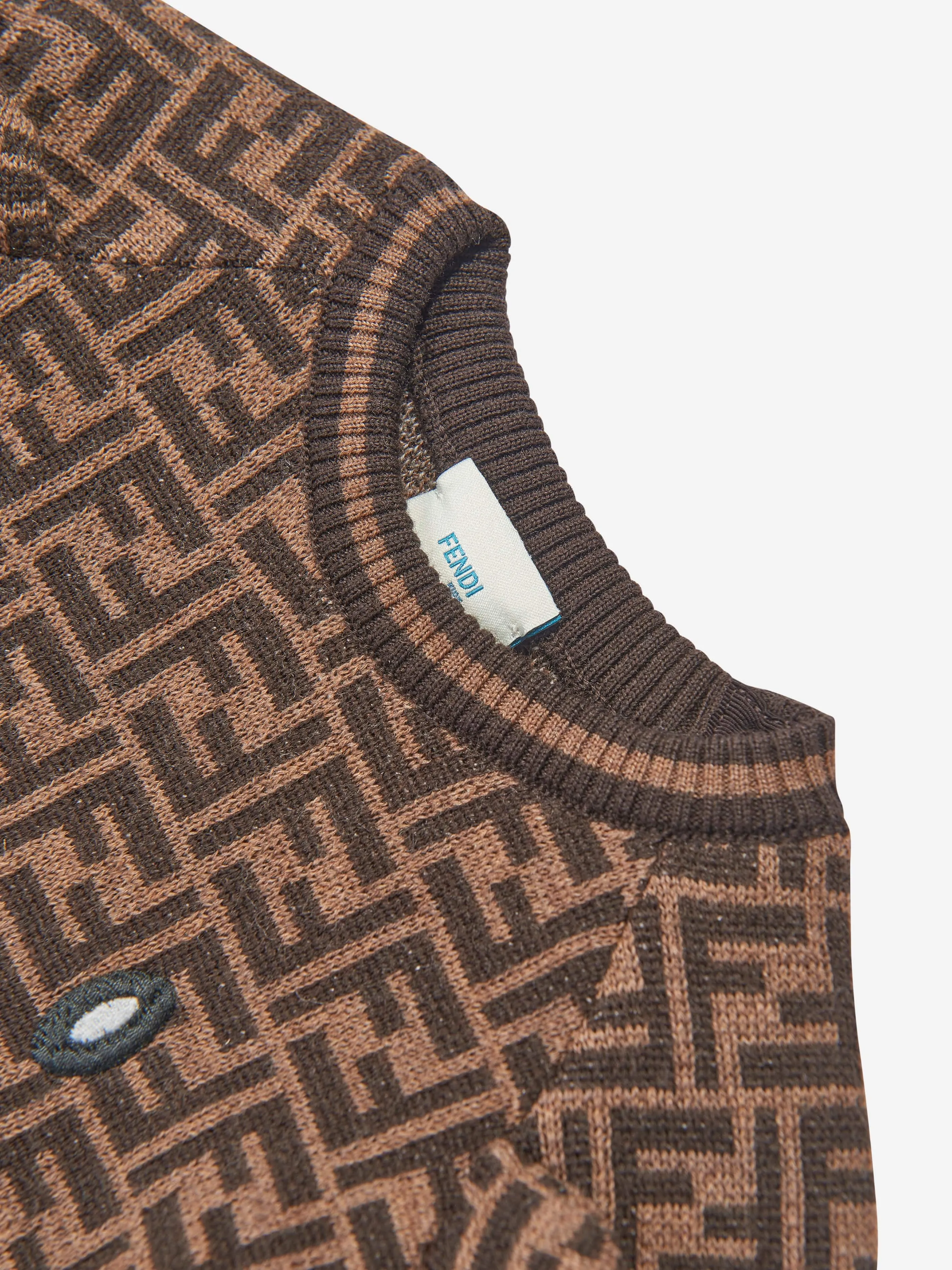 Baby Wool FF Logo Bärenpullover in Braun