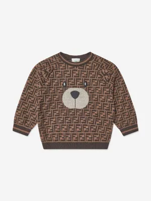 Baby Wool FF Logo Bärenpullover in Braun