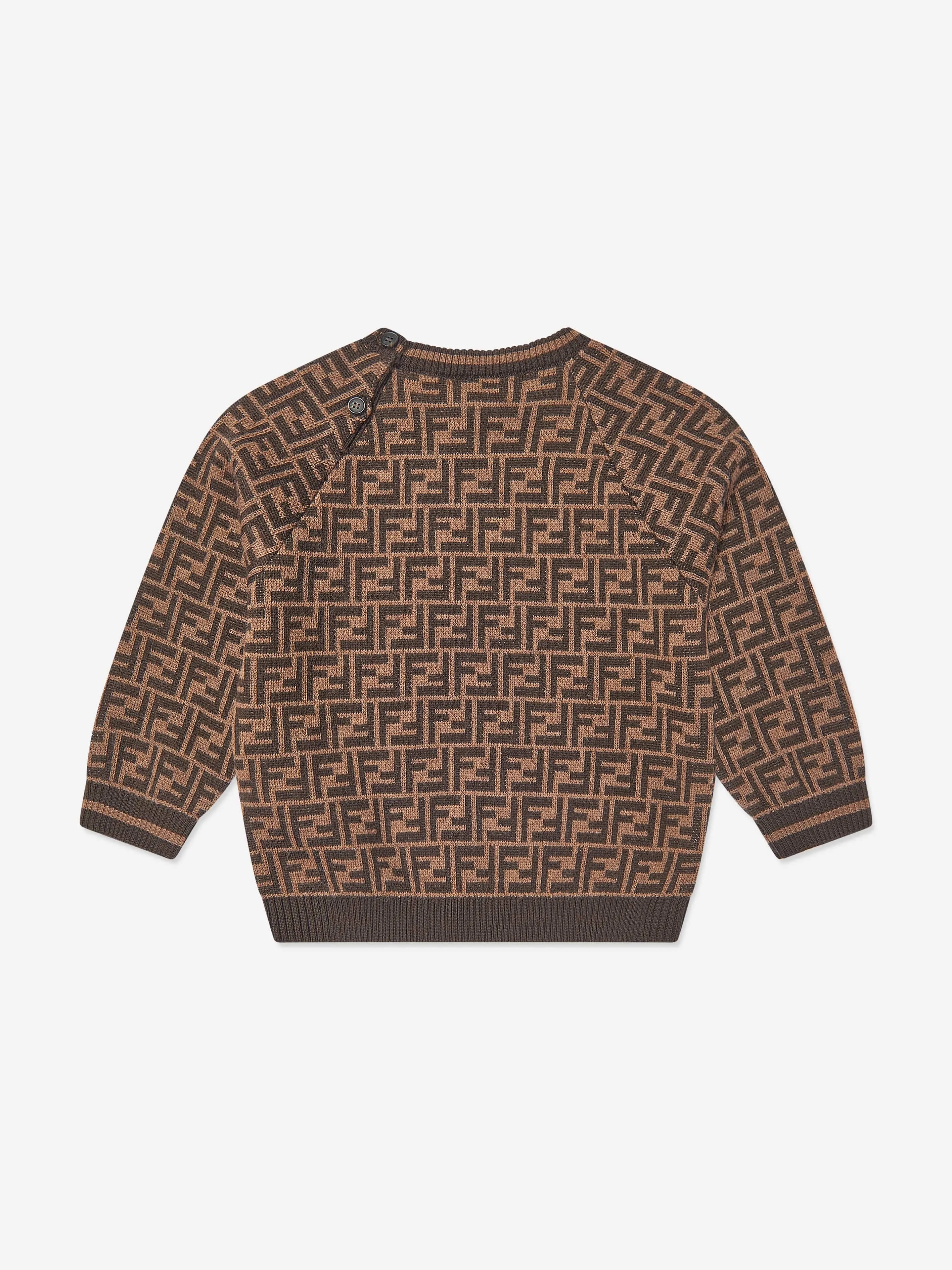 Baby Wool FF Logo Bärenpullover in Braun