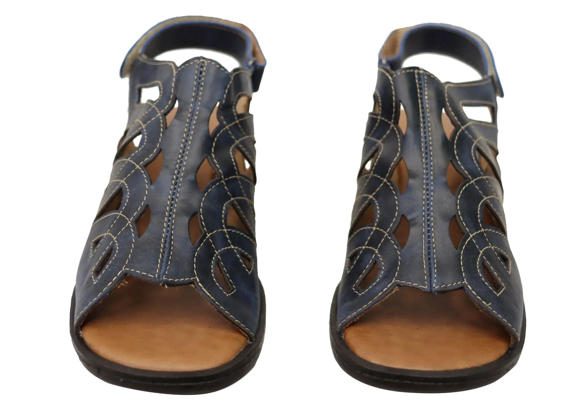 Balatore Cello Damen Bequeme Sandaletten mit Brasilianischem Leder und Niedrigem Absatz Balatore Schuhe