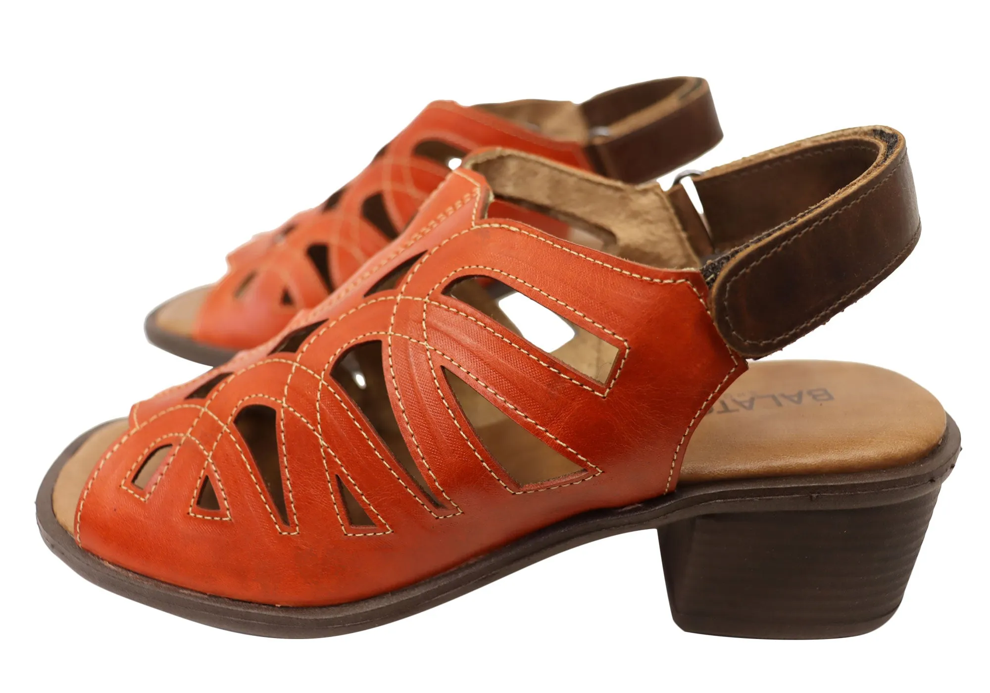 Balatore Cello Damen Bequeme Sandaletten mit Brasilianischem Leder und Niedrigem Absatz Balatore Schuhe