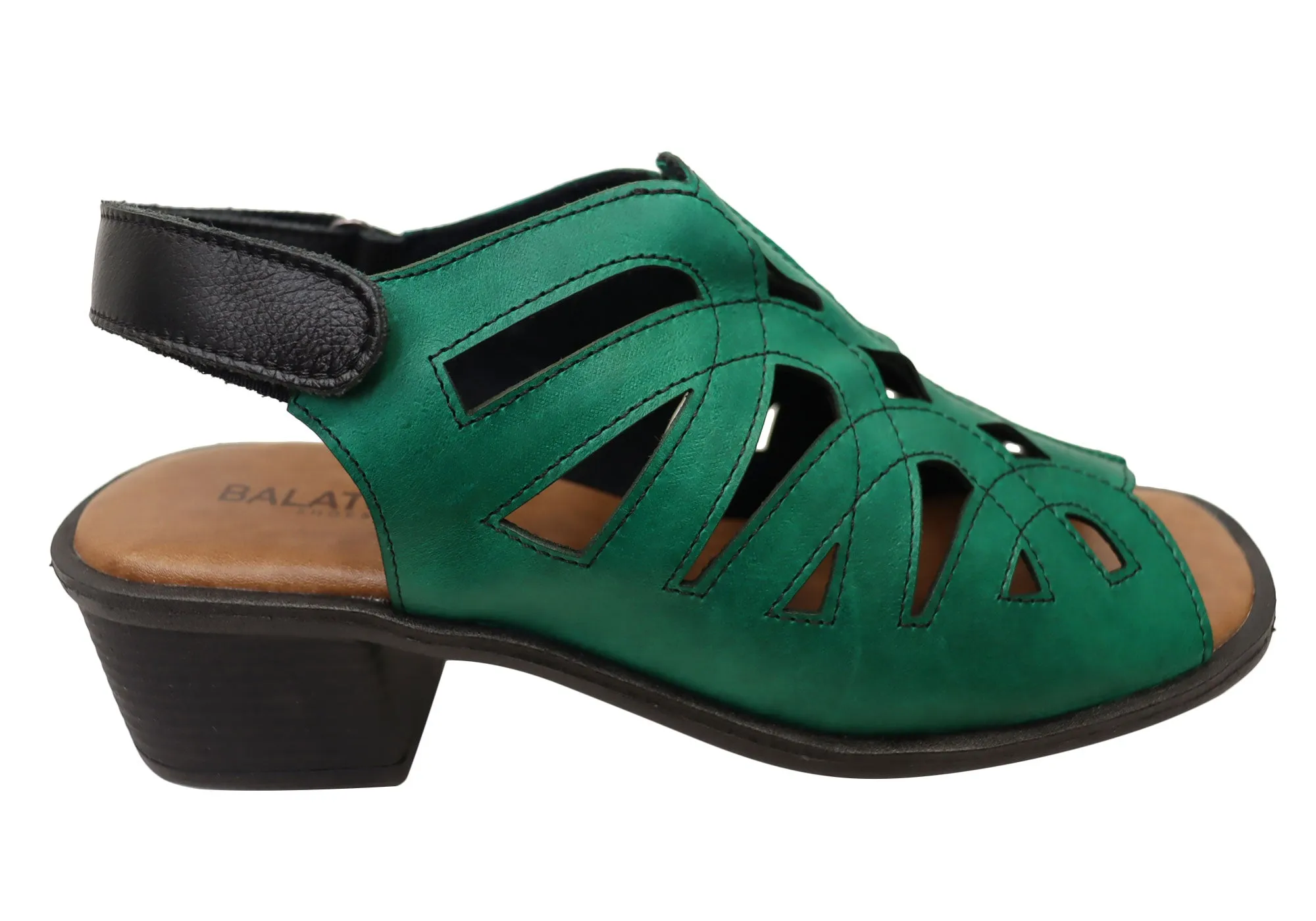 Balatore Cello Damen Bequeme Sandaletten mit Brasilianischem Leder und Niedrigem Absatz Balatore Schuhe