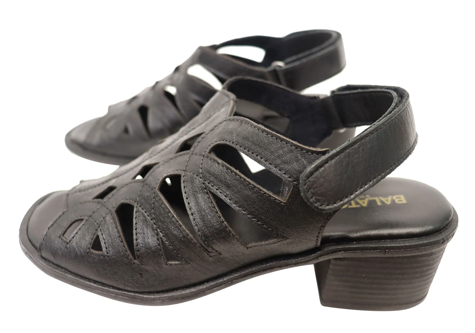 Balatore Cello Damen Bequeme Sandaletten mit Brasilianischem Leder und Niedrigem Absatz Balatore Schuhe