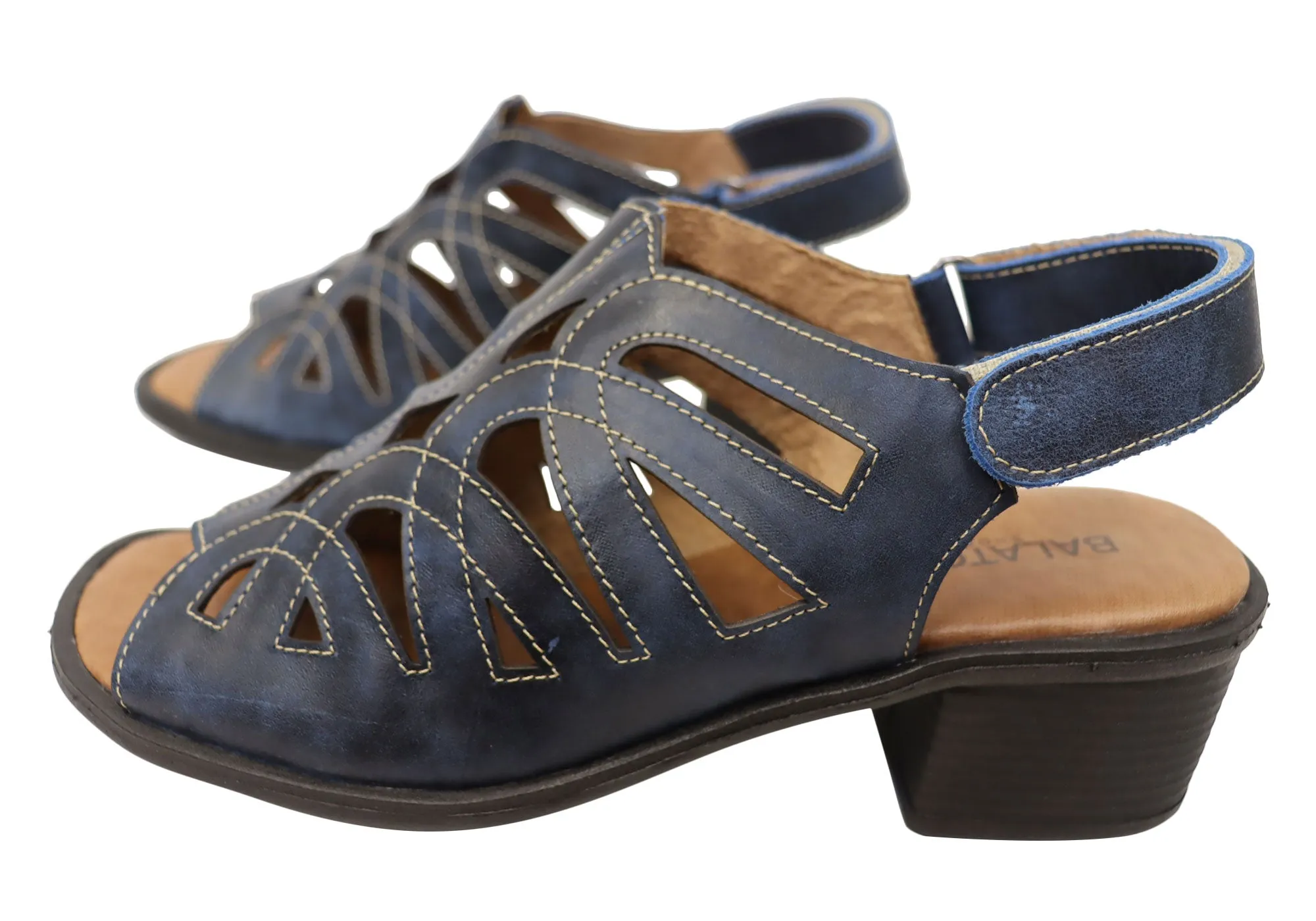 Balatore Cello Damen Bequeme Sandaletten mit Brasilianischem Leder und Niedrigem Absatz Balatore Schuhe