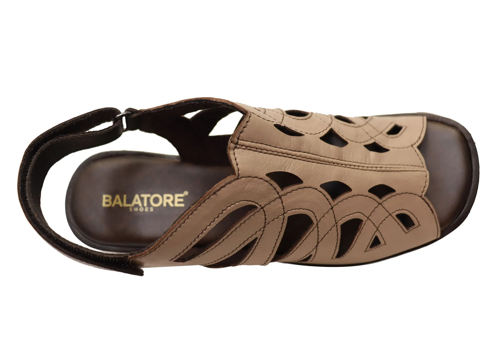 Balatore Cello Damen Bequeme Sandaletten mit Brasilianischem Leder und Niedrigem Absatz Balatore Schuhe